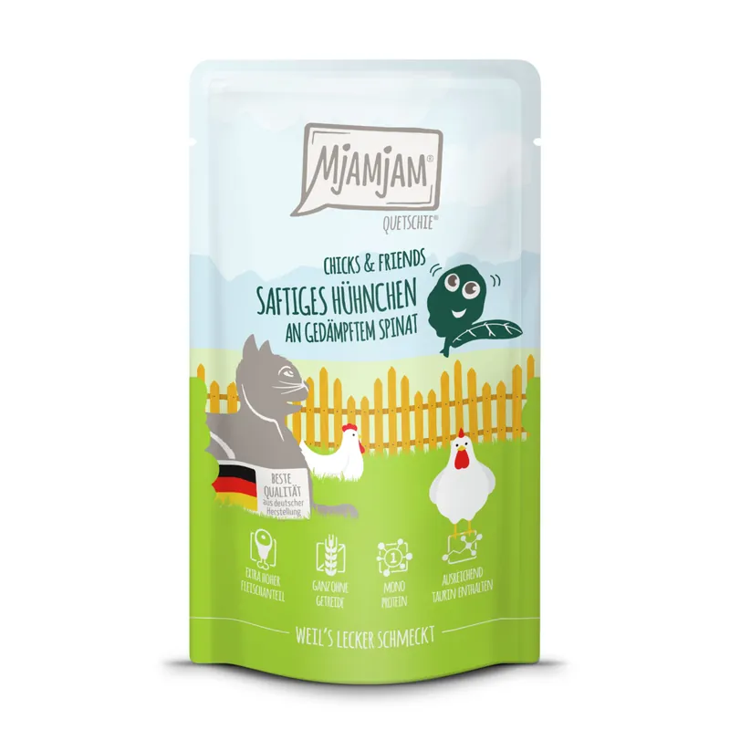 MJAMJAM Pouchbeutel Chicks & Friends Hühnchen mit Spinat 125 g Saisonangebot